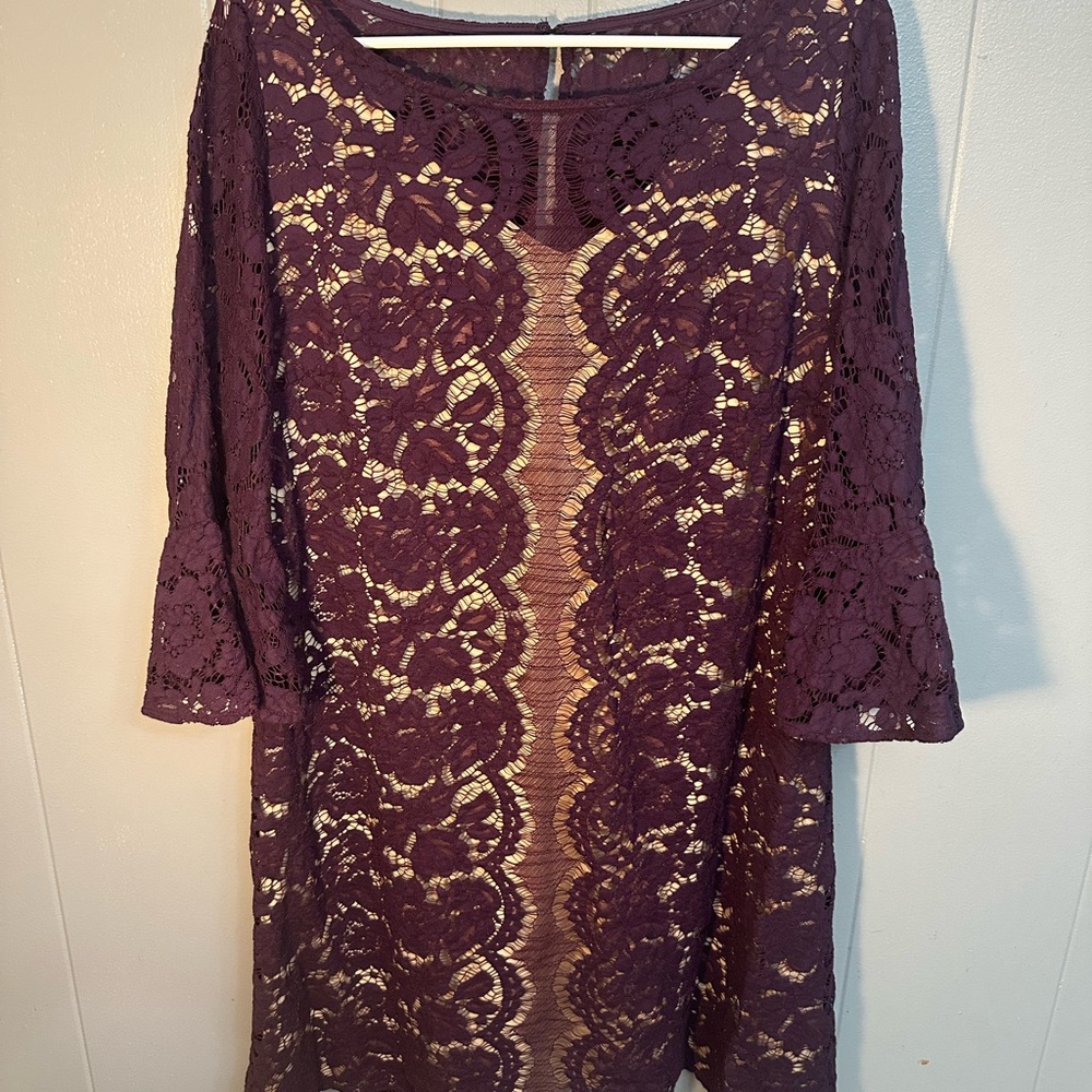 Lane Bryant Purple Sheath Dress with 3/4 Bell Sleeves Womens plus size 18w